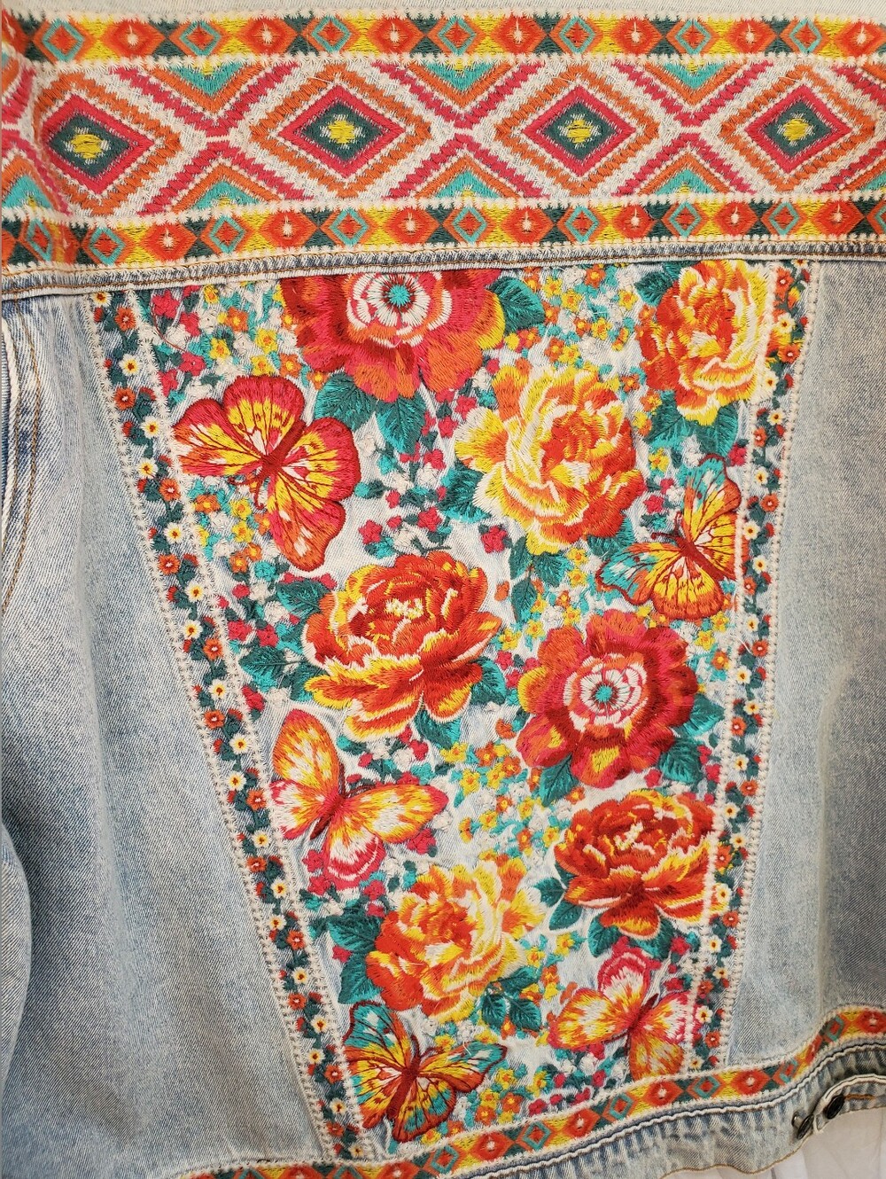 Savanna Jane RARE Deadstock Embroidered Back Denim Jacket Size 2X - Picture 7 of 9